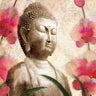 Buddha Orchids art print by Allen Kimberly featuring a serene Buddha figure with orchids, decorative canvas wall art for home decor