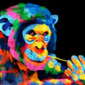 Feeling at Home Monkey Color Burst 1 abstract canvas art print featuring vibrant, colorful monkey and burst design on canvas.