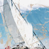 Coastal canvas art print featuring Nantucket Sound by Miller Savannah, displayed in a home setting with vibrant ocean hues.