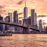 Feeling at Home Brooklyn Bridge golden decorative canvas art print by West Tim, featuring a scenic cityscape in warm tones.