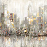 Cityscape abstract canvas art print by Manning Ruane, featuring modern urban skyline in vibrant, artistic style.