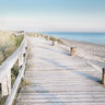 Feeling at Home Eternity Boardwalk decorative canvas art print featuring vibrant seaside scene with waves and sunset colors.