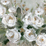White roses floral canvas art print by Feeling at Home, featuring a delicate bouquet of white roses in soft, natural colors.