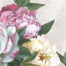 Feeling at home Blooming Peony Harmony decorative art print by Black Alex, featuring vibrant peony flowers on canvas.