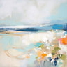 Abstract canvas art print featuring aqua and soft beige tones by Orlov Irena, titled "Aqua Abstraction," from Feeling at Home.