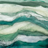 Waves Mint Version abstract canvas art print by Feeling at Home, featuring mint green and blue swirling design.