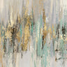 Abstract canvas art print titled Dripping Gold I by Reeves Tom, featuring gold drips on a modern background, by Feeling at Home.