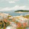 Abstract canvas art print by Yasna Elara featuring quiet bay and blooming wildflowers, vibrant colors and textured floral scene.
