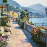 Coastal canvas art print featuring Bellagio Promenade scene by Behrens Howard, styled with vibrant colors and detailed brushwork.