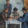 Feeling at home art print of Paul Cezanne's The Card Players game scene on canvas, showcasing vibrant colors and classic impressionist style.
