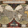 Vintage canvas art print of nautical expedition by Hondius Jodocus, featuring detailed maritime map and vintage design.