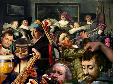 Feeling at home dinner music humor canvas art print by Kite Barry, featuring colorful musical and dinner-themed illustrations.