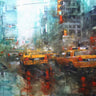 Feeling at Home Times Square Reflections landscape canvas art print showcasing vibrant cityscape reflections and colorful nighttime scene.