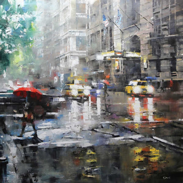 Feeling at Home Manhattan Red Umbrella landscape canvas art print by Lague Mark, featuring a vibrant red umbrella scene.