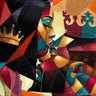 Close corners figurative canvas art print by Muhammad Salaam, featuring vibrant colors and abstract human figures, by Feeling at Home.
