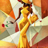 Feeling at home Night Out in Yellow figurative canvas art print by Muhammad Salaam, showcasing vibrant yellow and artistic design.