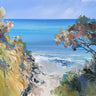Coastal art print by Penny Craig Trewin featuring a view over the bay towards Melbourne, suitable for framing and home decor.
