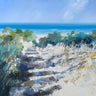 Feeling at Home Beach Steps Robe abstract canvas art print by Penny Craig Trewin, showcasing vibrant beach scene and artistic details.