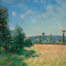 European canvas art print of Sahurs Meadows in Morning Sun by Sisley Alfred, featuring a serene landscape scene.
