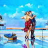Feeling at Home Sunset Lambada coastal canvas art print by West Ronald, featuring vibrant sunset and ocean scene in warm tones.