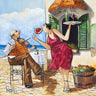 Feeling at Home wine and music spirits canvas art print by West Ronald, featuring vibrant wine glasses and musical notes.