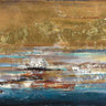 Acuazul abstract canvas art print by Pinto Patricia, featuring vibrant blue and teal brushstrokes on a textured canvas.
