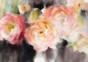 Black and blush floral canvas art print by Loreth Lanie featuring vibrant blooms, perfect for home decor by Feeling at Home.