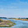 Feeling at Home green Jenny landscape canvas art print featuring along the water scene with trees and reflections.