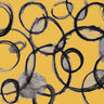 Black circles on gold abstract canvas art print by Navas Emily, modern wall decor from Feeling at Home.