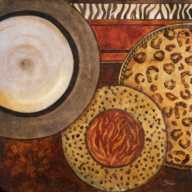 African Circles II canvas art print by Feeling at Home featuring vibrant African-inspired circular patterns on a textured canvas.