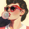 Art Print on canvas Retro Bubblegum Girl by Birch Kate Jarvik Fashion Abstract Expressionism artwork
