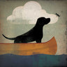 Art Print on canvas Black Dog Canoe Ride by Fowler Ryan Animals Impressionism artwork
