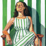 Art Print on canvas Relaxing In A Striped Dress by Birch Kate Jarvik Fashion Post-Impressionism artwork