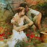 European canvas art print titled "In Love" by Haenraets Willem, featuring romantic artwork displayed on canvas.