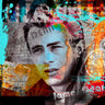 Feeling at Home James Dean photography canvas art print by Baker Micha, featuring a detailed black and white portrait of James Dean.