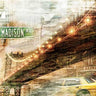 Transportation-themed canvas art print featuring New York City collage design by Adamsky, part of the Feeling at Home collection.