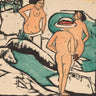 Women bathing between white stones figurative canvas art print by Kirchner Ernst Ludwig, featuring serene scene with water and stones.
