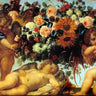 Traditional canvas art print "Amours et guirlandes de fleurs II" by Maratta Carlo, featuring floral motifs on a serene background.