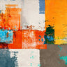 Abstract Barcelona canvas art print by Aprile Alessio, featuring vibrant colors and modern design for contemporary home decor.