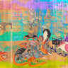 Feeling at Home art print by Chestier Eric, contemporary canvas artwork inspired by Chikanobu, featuring vibrant traditional Japanese scenes.