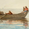 Feeling at Home art print featuring three boys in a dory with lobster pots, depicting a Homer Winslow landscape scene.