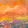Abstract canvas art print "Aurore (Vallata)" by Corrado Italo, featuring vibrant colors and flowing shapes on textured surface.