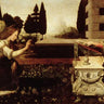 Feeling at home Leonardo da Vinci Annunciazione traditional canvas art print showcasing the biblical Annunciation scene.