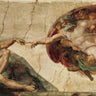 Traditional canvas art print of Michelangelo's La Creazione di Adamo by Feeling at Home, showcasing the iconic biblical scene.