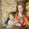 Feeling at Home Virgin Mary figurative canvas art print by Roux Simon, depicting a serene religious scene on a textured canvas.