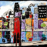 Cityscape canvas art print by Feeling at Home, featuring a detailed urban skyline on high-quality canvas.
