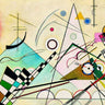 Abstract Canvas art print of Kandinsky's Composition VIII by Feeling at Home, featuring vibrant geometric shapes and bold colors.
