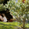 Seated in the garden of roses landscape canvas art print by Kroyer Peder Severin, featuring vibrant floral scenery and seated figure.