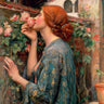 Feeling at Home art print featuring John William Waterhouse's The Soul of the Rose, showcasing a romantic floral scene on canvas.