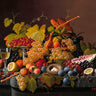 Feeling at home floral canvas art print featuring still life with fruit and bird's nest by Roesen Severin